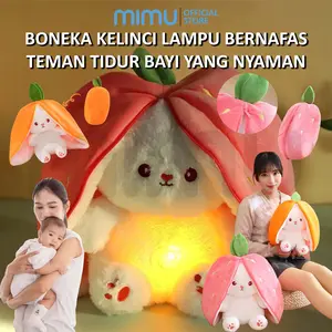 MIMU Boneka Kelinci Lampu Tidur Bisa Bernapas & Strawberry Boneka Alat Bantu Tidur relax Bayi Mainan Pendamping