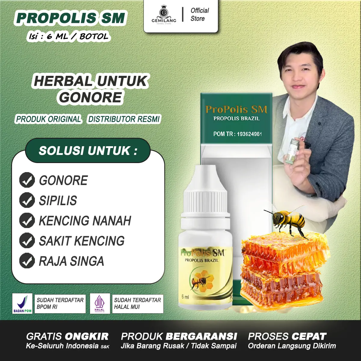 Propolis SM Original Untuk Gonore Pada Pria Kencing Nanah Sipilis Raja Singa Herbal