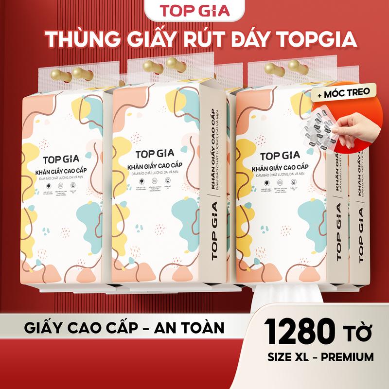 (LOẠI TO ĐẶC BIỆT) Thùng Khăn Giấy CỠ ĐẠI TopGia Treo Tường Tiện Lợi, Khổ Giấy Lớn, An Toàn Giấy Ăn TopGIa, 4 Bịch giấy rút đa năng treo tường (mua 1 tặng 2 móc treo tường) Giấy Vệ Sinh ĐẠT QUY CHUẨN BỘ CÔNG THƯƠNG (DS