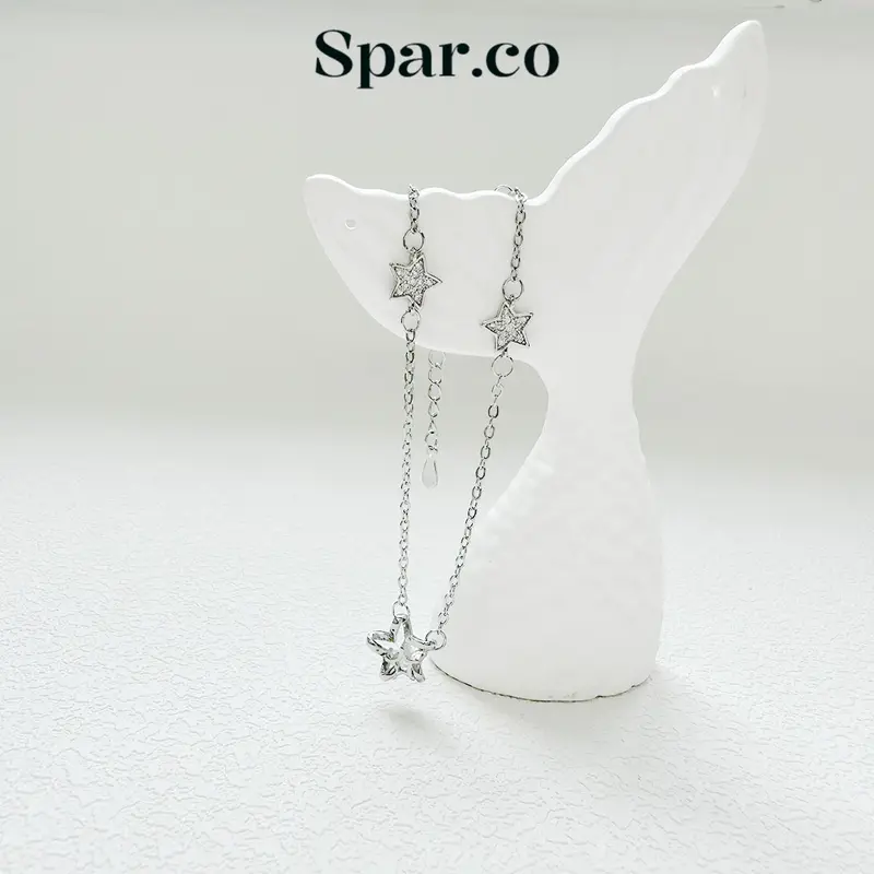 Spar.co Gelang Silver Model Rantai Dengan Charm Bintang - Chain Bracelets Gelang Silver Model Rantai Dengan Charm Bintang Mutiara Diamond SP-AAD1174 3