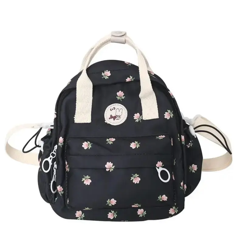 BISA COD - Tas Ransel Mini Perempuan Multifungsi Motif Bunga Tulip Bahan Canvas D300 / Tas Ransel Anak 3