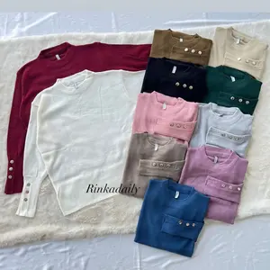 Adila Blouse Rajut Kancing Aktif Gold Tebal Premium