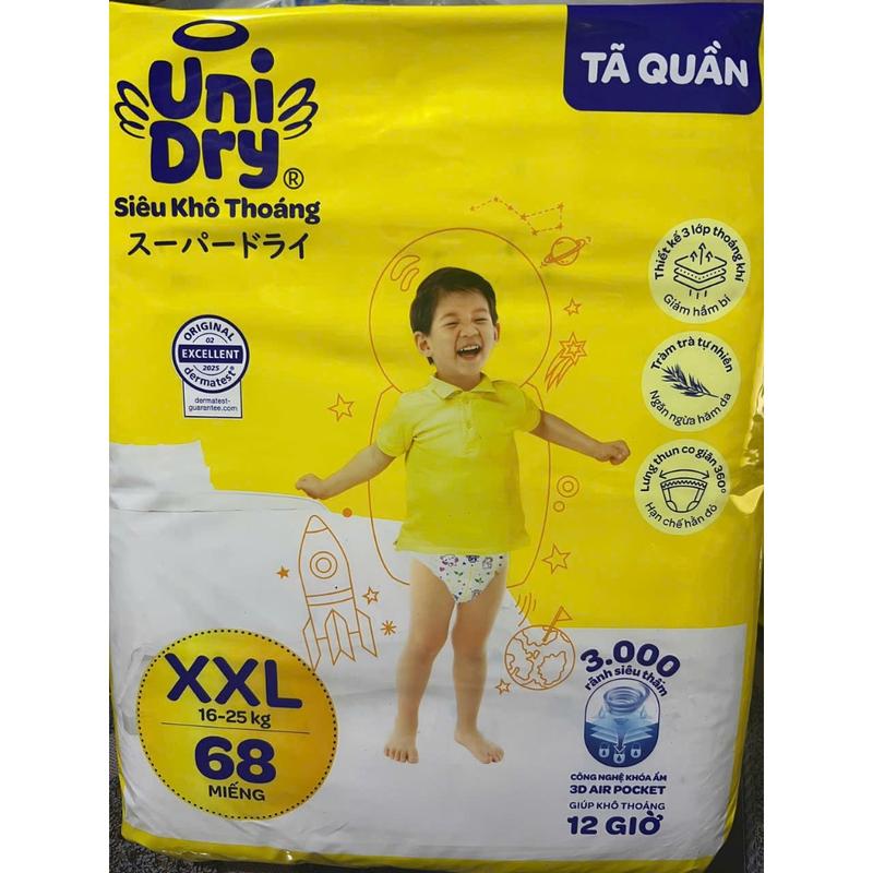 TOP Mới - (XXL) Tã Quần UniDry XXL68 (68 Miếng) Siêu Khô Thoáng Cho Bé Từ 16 -25 kg