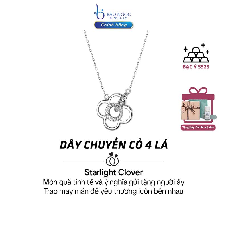  vòng cổ nữ bạc thật chính hãng  - Dây chuyền Cỏ 4 Lá Ánh Sao Starlight Clover - Quà Tặng Ý Nghĩa Cho Người Yêu dây chuyền bạc nữ chính hãng dây chuyền bạc 925 nữ - DB3010 -   trang sức bạc chính hãng Bảo Ngọc Jewelry  