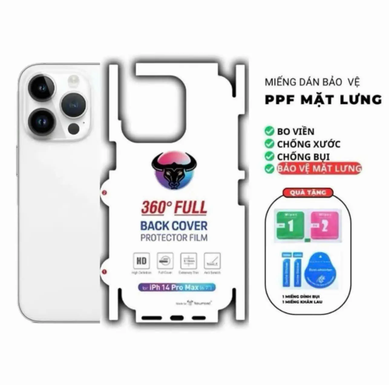 Miếng Dán Mặt Lưng Iphone PPF Trong Suốt Chống Xước Dành Cho Iphone 17 16 15 14 13 12 11 ProMax Pro Plus X Xs XsMax