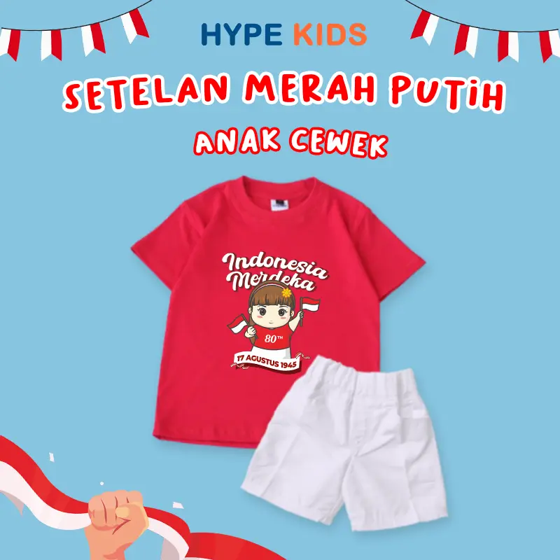 Hypekids Setelan Anak Merah Putih Edisi Kemerdekaan HUT RI 17 Agustus Kaos Dan Celana Anak Usia 1 - 7 Tahun 2