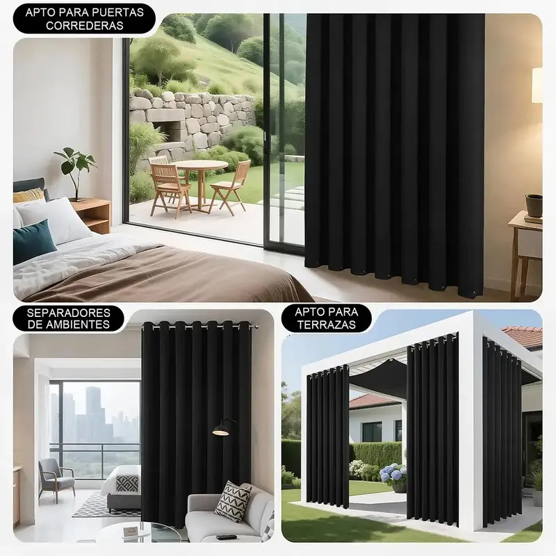 2Pzs Cortinas Blackout 100% Bloqueo de Luz para Habitación, Para Ventana 214x160cm/280x230cm,marco decorativo, aislamiento térmico, reducción de ruido y tejido impermeable ,diseño moderno,Ideales para dormitorios y salas de estar.Disponible en varios colores y tamaños. - Foto 9