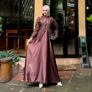 Sahara Dress | Gamis Lebaran 2026 Dress Janggan Busui Fraindly Gaun Pesta Velvet Mix Brukat Premium Mewah Elegan Payet Mutiara