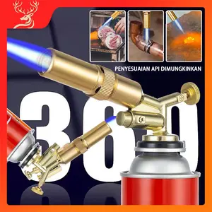 Flame Gun Gas Torch Blow Portable Kepala Gas Torch BBQ Blow Torch Dual Api Kepala Las Manual Portabel Tipe