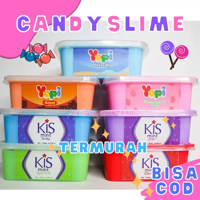 CANDY SLIME BY SLIME BINTARO || SLIME TERMURAH || BISA COD || FREE PACKING || SLIME BEST SELLERKING || SLIME BERKUALITAS 0