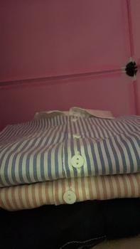 Product Review of Lulu blouse strip salur premium LD 110 120 130 140 kemeja crop jumbo from d**_ 0