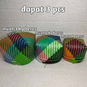 besek anyaman plastik tradisional muat 1 - 3 kg beras - besek - cobbuk - saringan cuci beras - saringan cuci buah