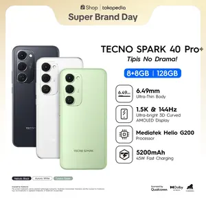 [NEW TYPE] TECNO SPARK 40 Pro+ - 8+8GB*/128GB, Mediatek Helio G200, 30W Wireless Charge, 1.5K & 144Hz 3D Curved AMOLED Display, Ultra Thin Body, 5200mAh+45W Fast Charge, IP64 - spark40proplus
