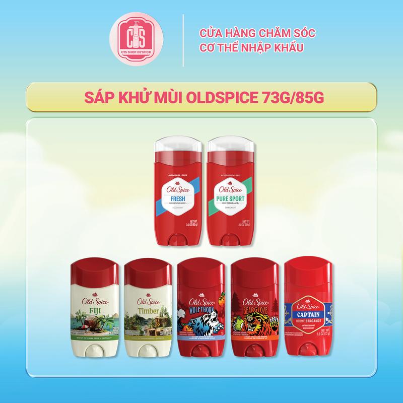 Old Spice Sáp Khử Mùi 73g & 85g PureSport Fresh Timber Fiji Bearglove Wolfthorn Captain - Lăn Khử Mùi Nam Nữ Chống Vi Khuẩn Glycol Giảm Tiết Mồ Hôi