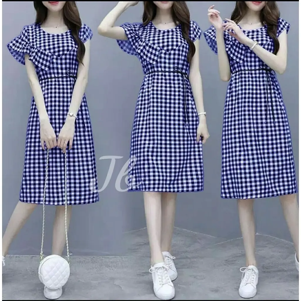 FWG - DRES AULIA KOTAK / DRESS WANITA / DRESS KOTAK TANGAN VARIASI / MINI DRESS / DRESS CANTIK KOREA