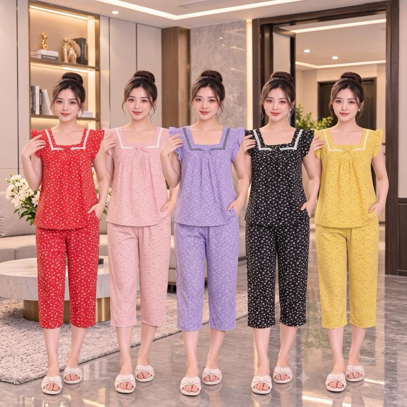 Lững hoa nhí chất vải lụa mango. Quần 2 túi, may dằn đáy 40 đến 95kg