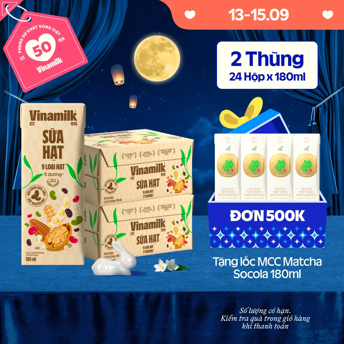 Combo 2 Thùng Sữa hạt 9 loại hạt Vinamilk 180ml (48 hộp)