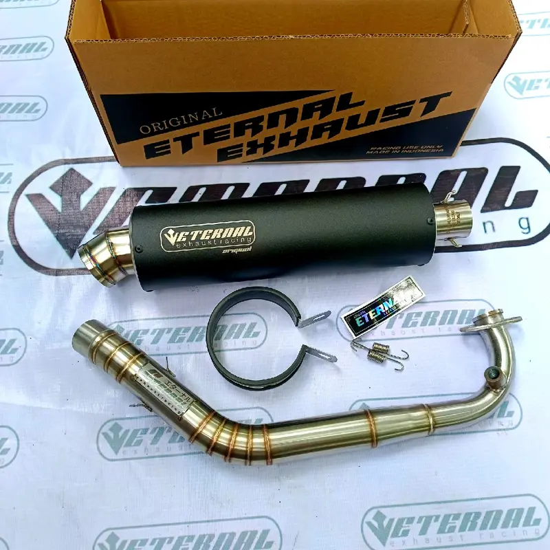 knalpot racing eternal exhaust full system untuk motor matic Vario 125/150 160 aerox new nmax new aerox old nmax old PCX adv eternal exhaust black coatting Motorcycle Tempat 1