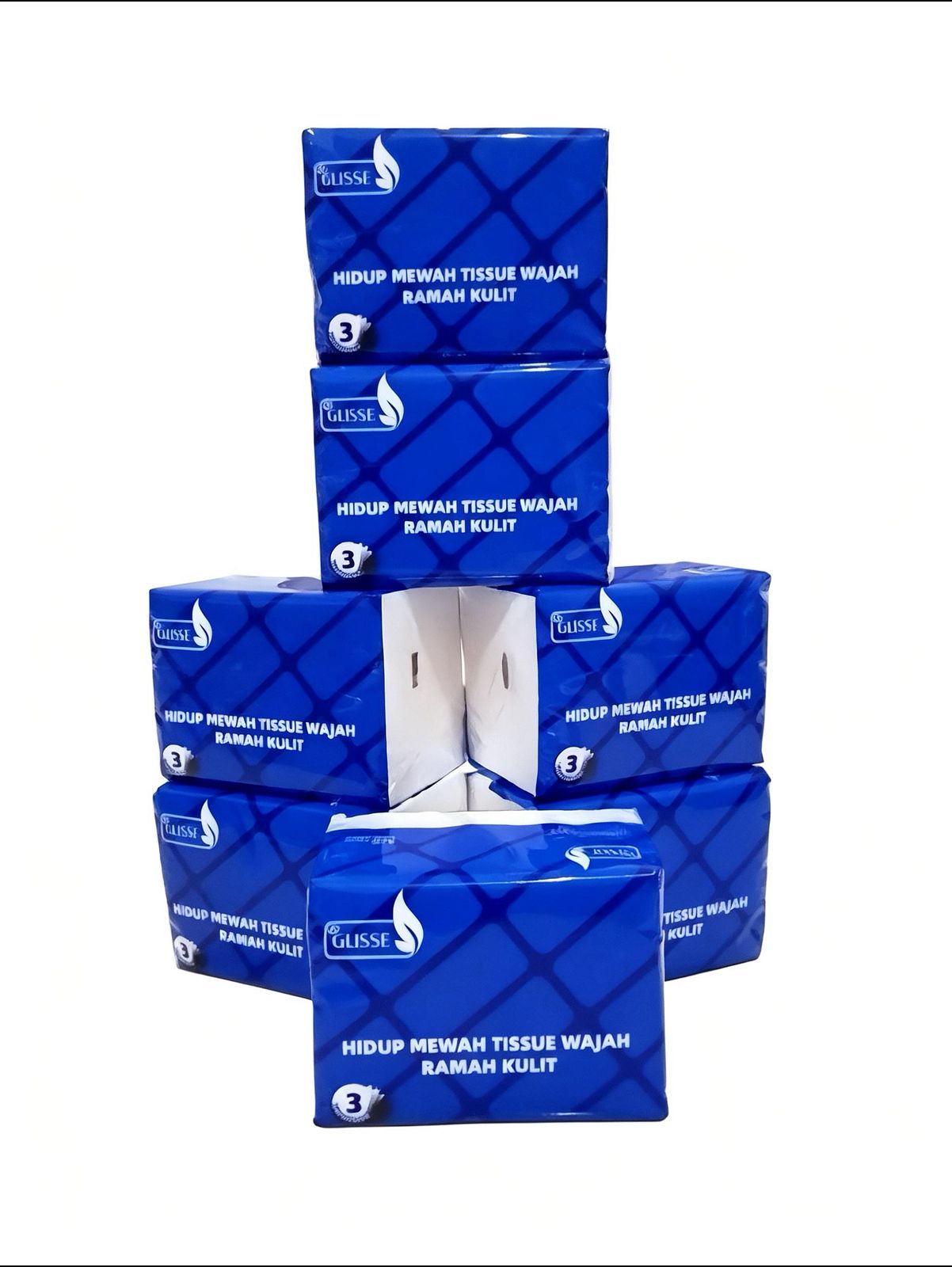 Glisse Tisu Wajah Lembut,360 Lembar,serat Alami ,Daya serap Tinggi,Lebih tebal dan Lembut New Pack 120mm X 175mm