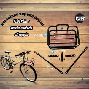 Keranjang Rak Depan  Penyangga Sepeda Fixie Sunrice Minivela kalcer alas kayu Outdoor