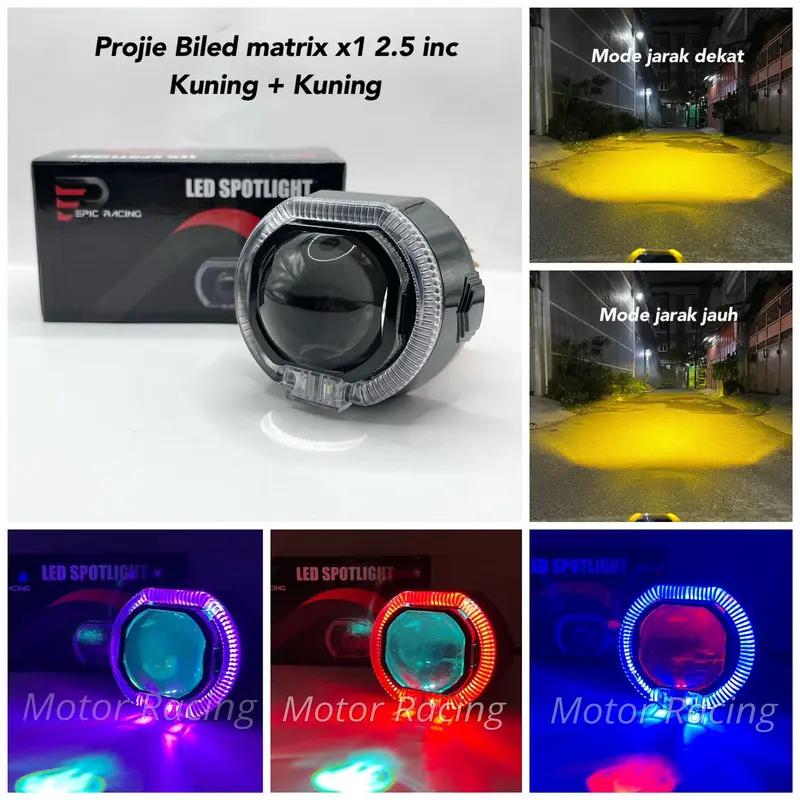 Projie Biled Matrix X1 2,5 Inch New Product High Low Putih Body Black Plus kipas Premium 4