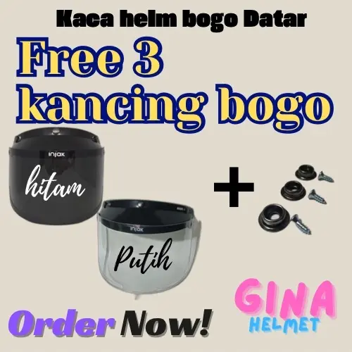 INCLUDE 3 KANCING BOGO KACA HELM BOGO FLAT MERK INJAK