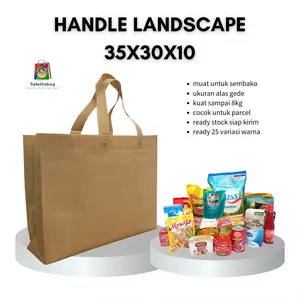 (ISI 12PCS) Tas Goodie Bag Souvenir Handle Landscape 35x30x11 Belanja