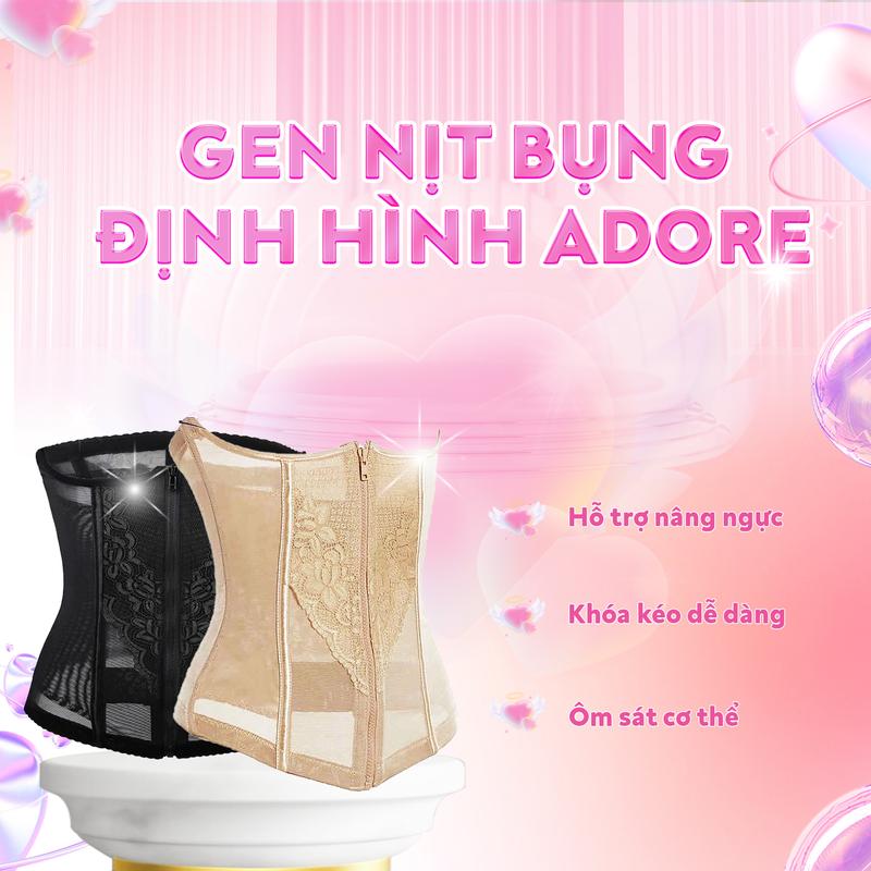   SALE MẠNH  ADORE LIVE - Đai Nịt Bụng ADORE Gen Nịt Bụng Định Hình Co Giãn Chất Ren Mặc Thoải Mái Không Lộ Viền Có Khóa Kéo Ở Giữa Nữ đai nịt 