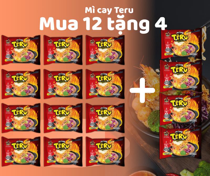   KOL  Combo 12 Gói TẶNG 4 Gói Mì Cay Teru- Hàng Dùng Thử- Công Nghệ Hàn Quốc_Chuẩn Hương Vị Việt_Đậm Vị Nhà Nhân 