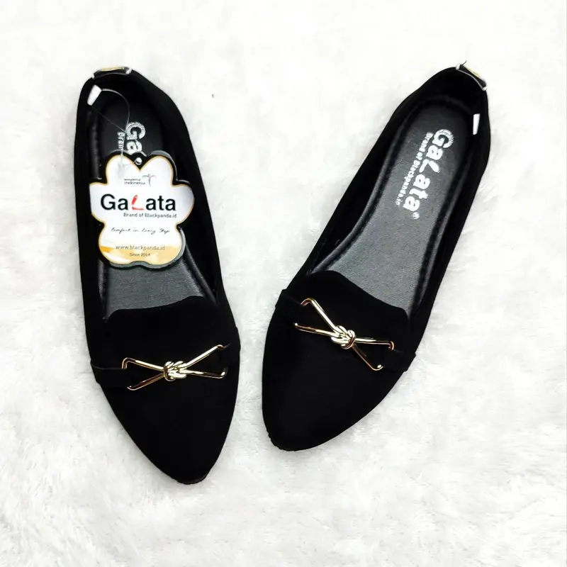 Blackpanda Lafur Flatshoes Wanita Cantik Ujung Lancip Hitam Kerja Karet flat shoes sandal sepatu kerja wanita 4
