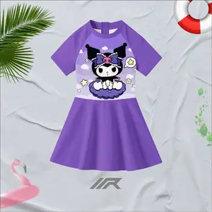 Baju Renang Anak Perempuan Rok Inner Lengan Pendek Usia 1-10 tahun Karakter Kartun Kuromi Dan Labubu Bahan Spandek