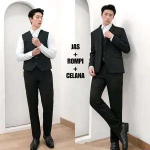 FORMALE.ID Setelan Jas Pria 3in1 Jas,Rompi,Celana Slimfit Set Jas Formal Hitam Casual Jas Wisuda