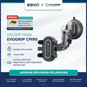 Car Holder Hp Mobil Kaca Gagang Besi Alloy Fleksibel 360 Evogrip CM90 Silicon Sucker Penguncian Ganda Anti Goyang Tidak Jatuh dan Kuat