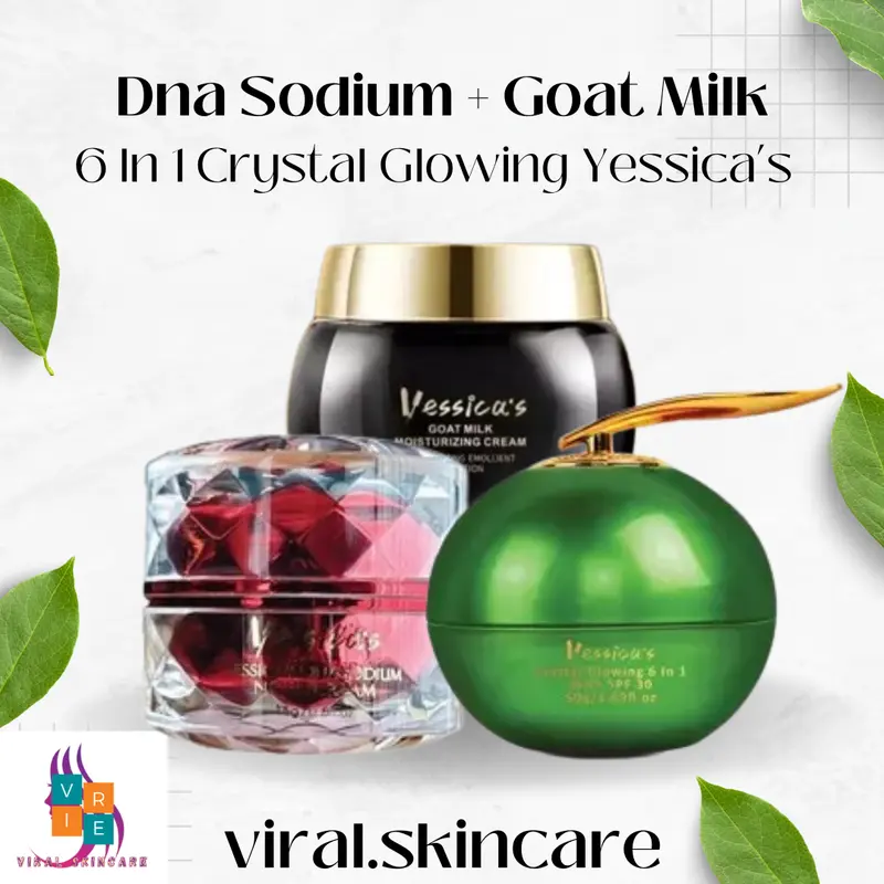 Yessica's Night Cream With Niacinamide DNA Salmon + 6IN1 Crystal Glowing Cream With SPF 30 + Goat Milk Moisturizer 0