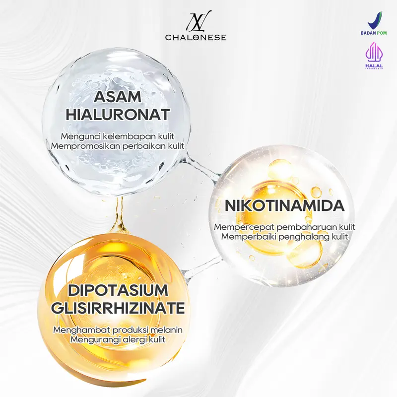CHALONESE Memutihkan Anti Kerut BPOM mengandung bosein 10% Niacinamide Brightening Moisturizer Glowing Moisture Gel 50g Cream Pemutih Wajah penuaan menghilangkan kerutan  Day Cream Night Cream 2
