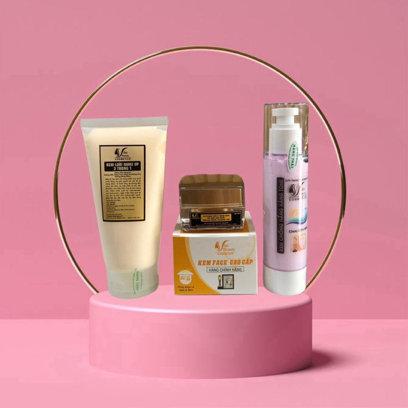 Bộ 3 sản phẩm chăm sóc da mặt KEM LƯỜI LỚN , HŮ KEM MẶT 2 TẦNG và CHAI CHỐNG NẮNG HỒNG - Skincare