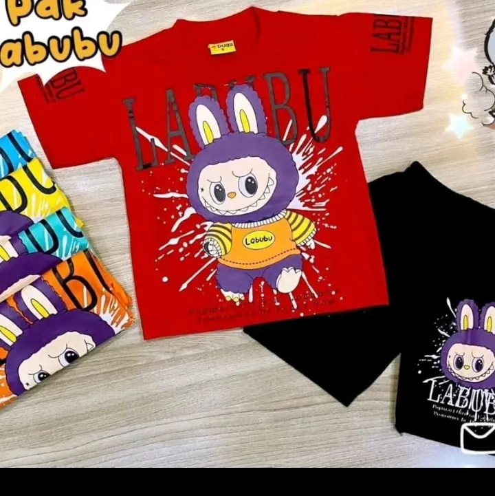Setelan Labubu Viral Terbaru Anak Laki Laki usia 2-10 Tahun Baju Stelan Cowok labubu Katun 8