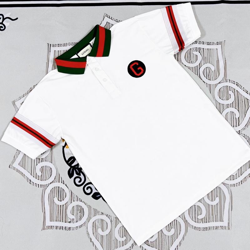 Áo polo cổ bẻ nam phối dây tay cổ sọc thêu chữ nét boy phố