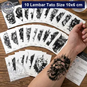 10 Lembar Sticker Tato Tattoo Temporer Temporary Basic 3D Aesthetic Waterproof Anti Air Serie PB Size 10x6 cm