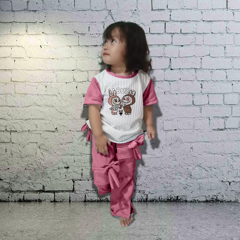 Setelan Anak Perempuan Labubu Bahan Baby Terry Baju Setelan Anak Perempuan Labubu Parsel 3