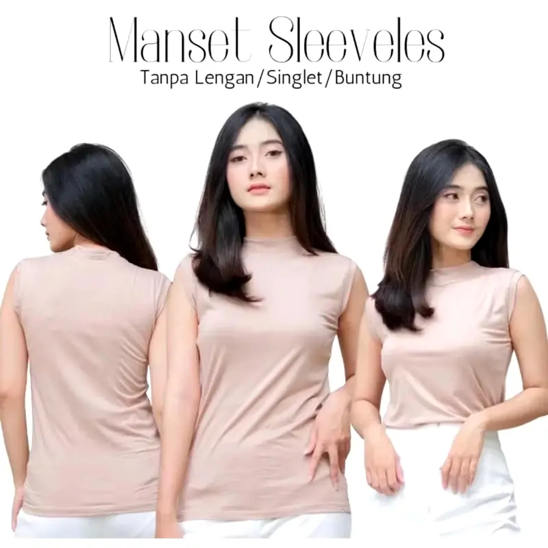 BM - MANSET SLEEVELES / BUNTUNG / TANPA LENGAN / SINGLET KERAH TINGGI