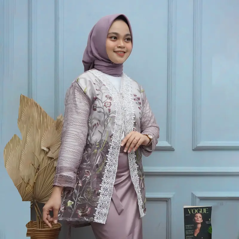 Ahzem - Setelan One Set Zafira Outer Brokat Gardenia Rok Lilit Set Lamaran Wisuda Bridesmaid Kondangan 1