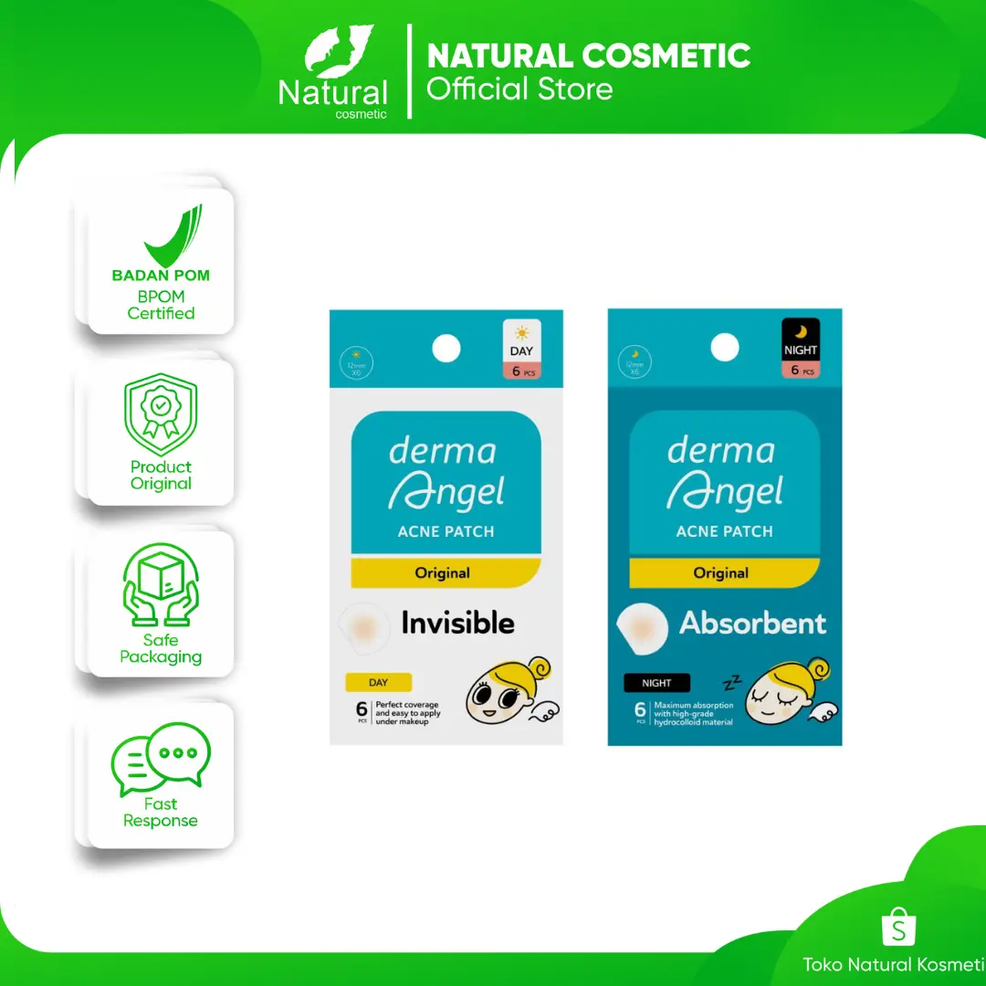 DERMA ANGEL Acne Patch | Sticker Jerawat | Plester Jerawat Day & Night | 6pcs