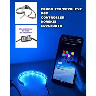 LAMPU LED ALIS DEMON EYE LAMPU DEVIL EYE RGB CONTROLLER KONEKSI BLUETOOTH 12 LED 12/24V 23CM 0