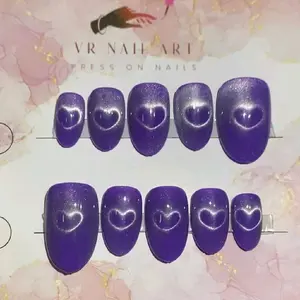 cat eye love / fake nails hand made / press on nails premium / kuku palsu nail art / kuku palsu custom