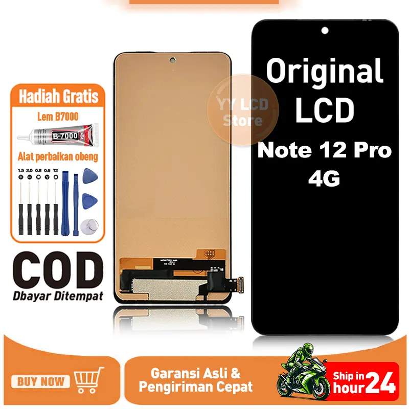 【ORIGINAL 100%】TOOGOO LCD For Redmi Note 12 Pro 4G Touchscreen Layar hp OG SUPER Murah Obeng Compatible For Glass Touch Screen Digitizer COD
