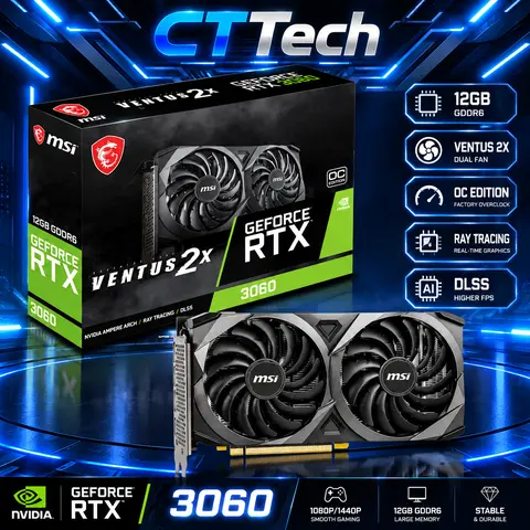 Card Màn Hình GeForce RTX 3060 VENTUS 2X 12G OC 12GB GDDR6 Mới | Bảo Hành 36 Tháng