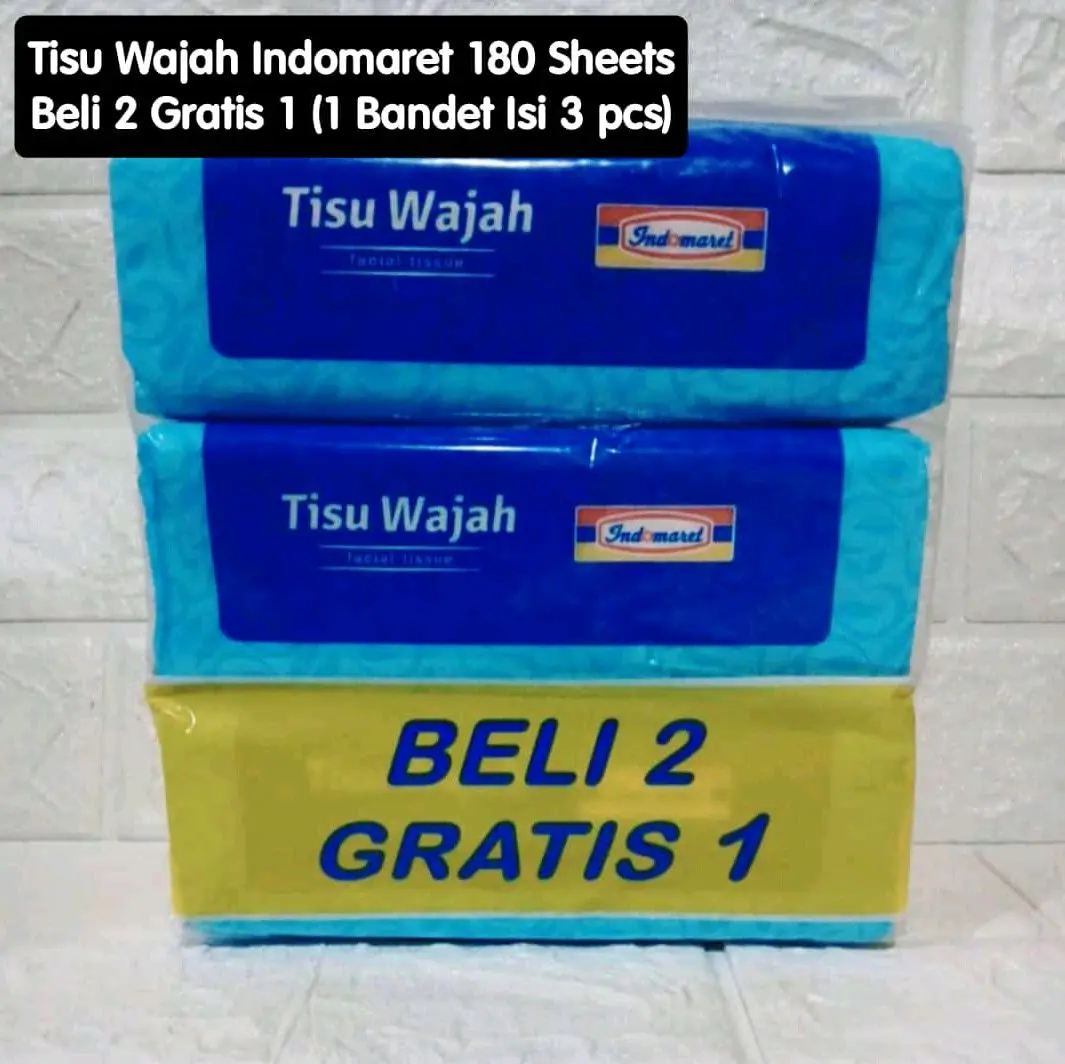 Indomaret Facial Tissue 2ply Tisu Kering Wajah 3 x 180 Sheets