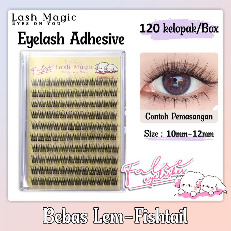 LASH MAGIC BULUMATA PALSU BEBAS LEM ( LANGSUNG TEMPEL ) EYELASH ADHESIVE CLUSTER 10 ROWS FISHTAIL 11 - 13MM KEGIATAN HARI HARI NATURAL DOUYIN KOREAN LOOK LUCNH HANG OUT WORK KERJA Eyelashes extension Memperbesar Mata Serat Kapas Premium Bulu Mata Palsu 1