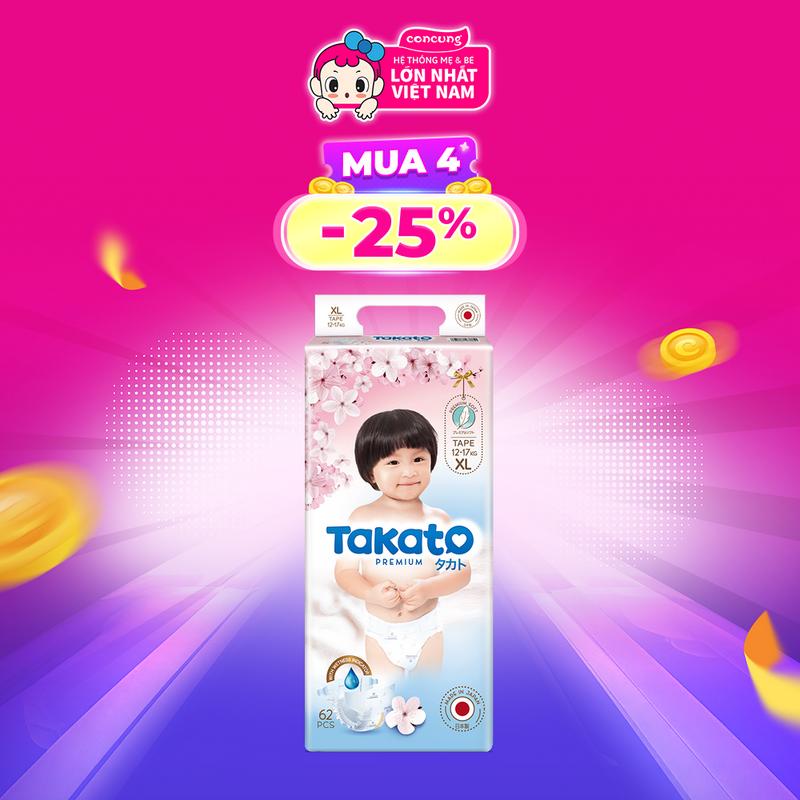 Tã dán Takato siêu mềm mại (XL, 62 miếng)